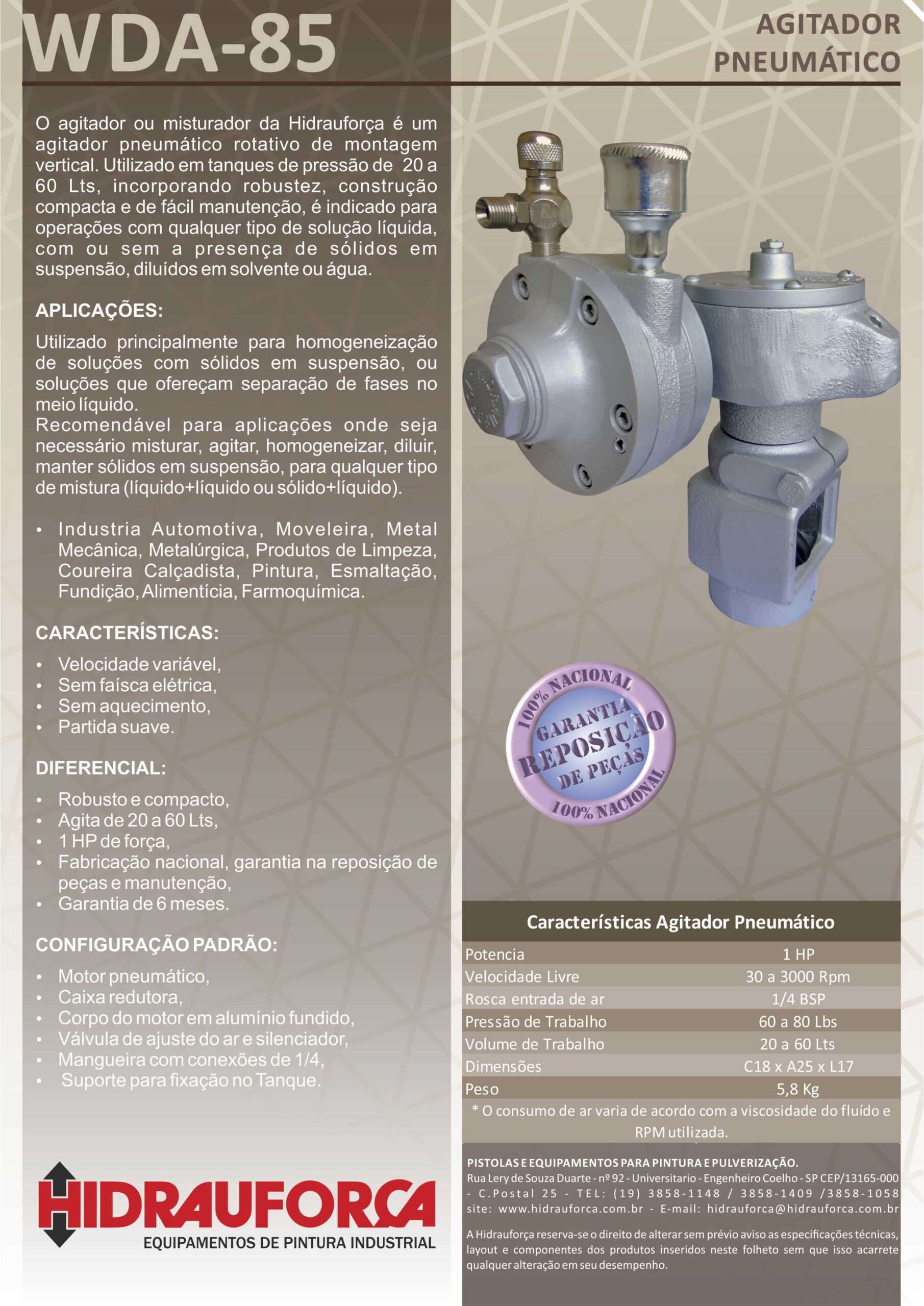 AGITADOR PNEUMÁTICO PARA TANQUE DE PRESSÃO - WDA-85 - Image 2