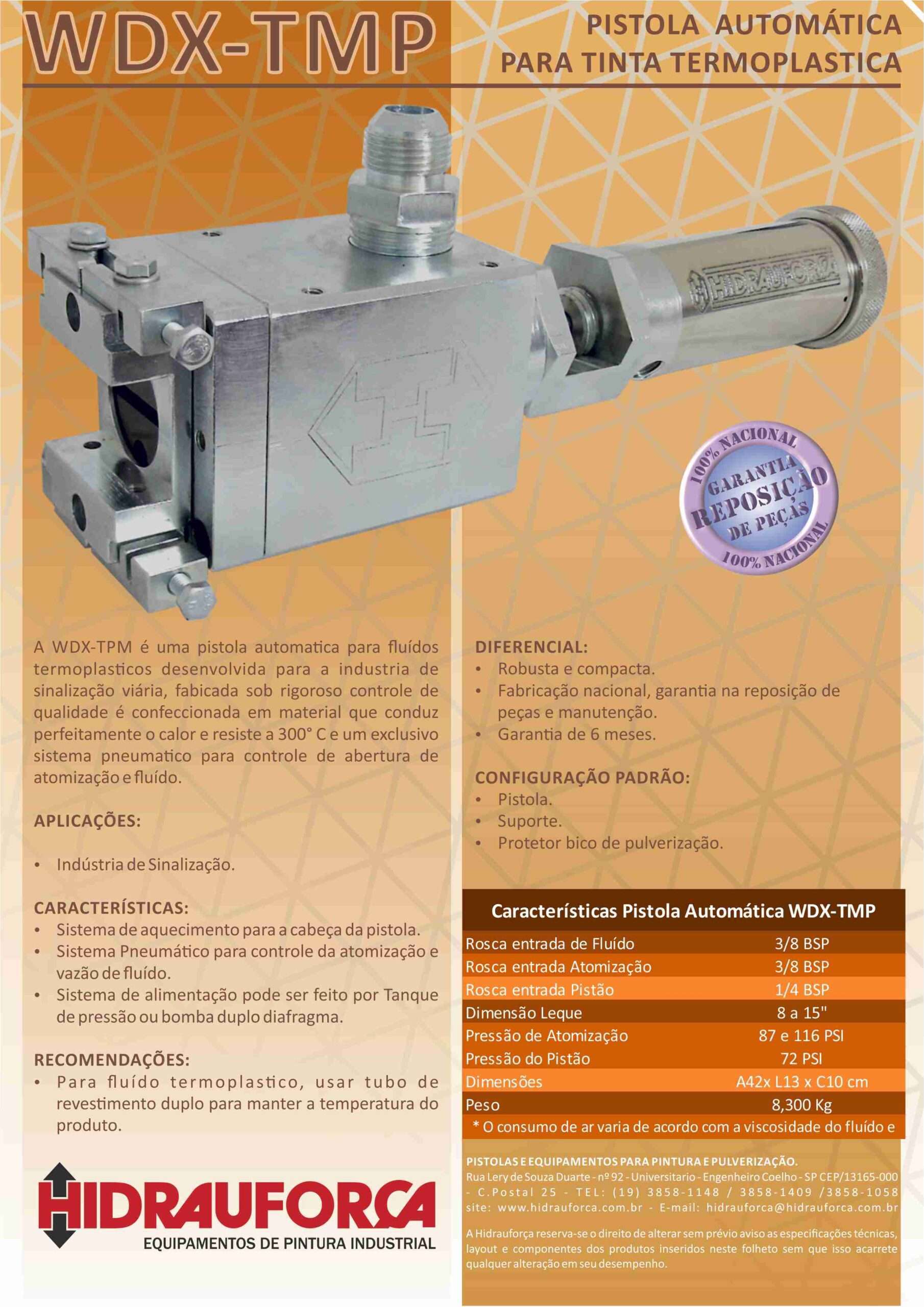 PISTOLA DE PINTURA AUTOMÁTICA PARA FLUÍDO TERMOPLÁSTICO SINALIZAÇÃO HORIZONTAL WDX-TMP - Image 2