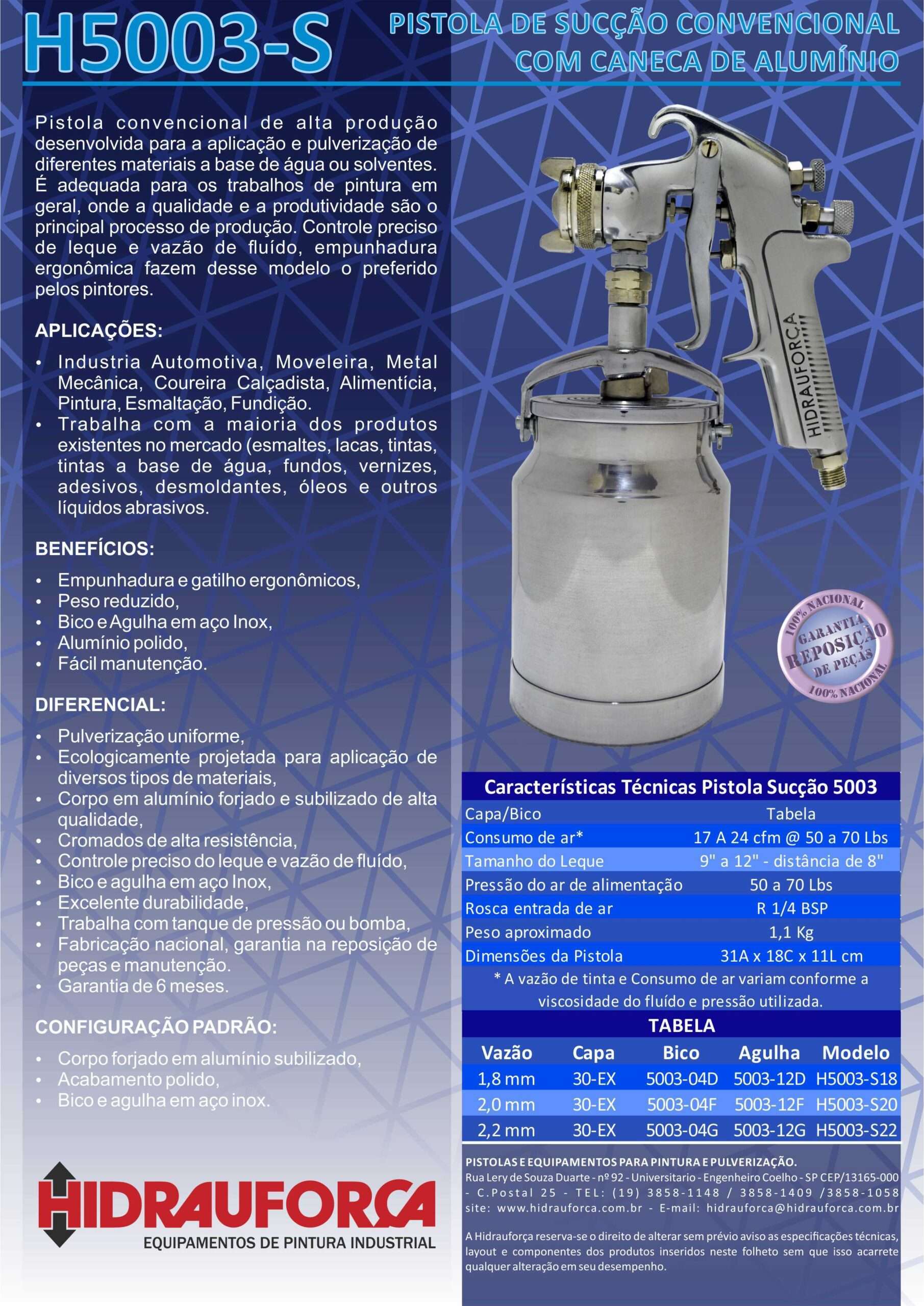 PISTOLA DE PINTURA SUCÇÃO COM CANECA E CORPO EM ALUMÍNIO H5003-S - Image 3