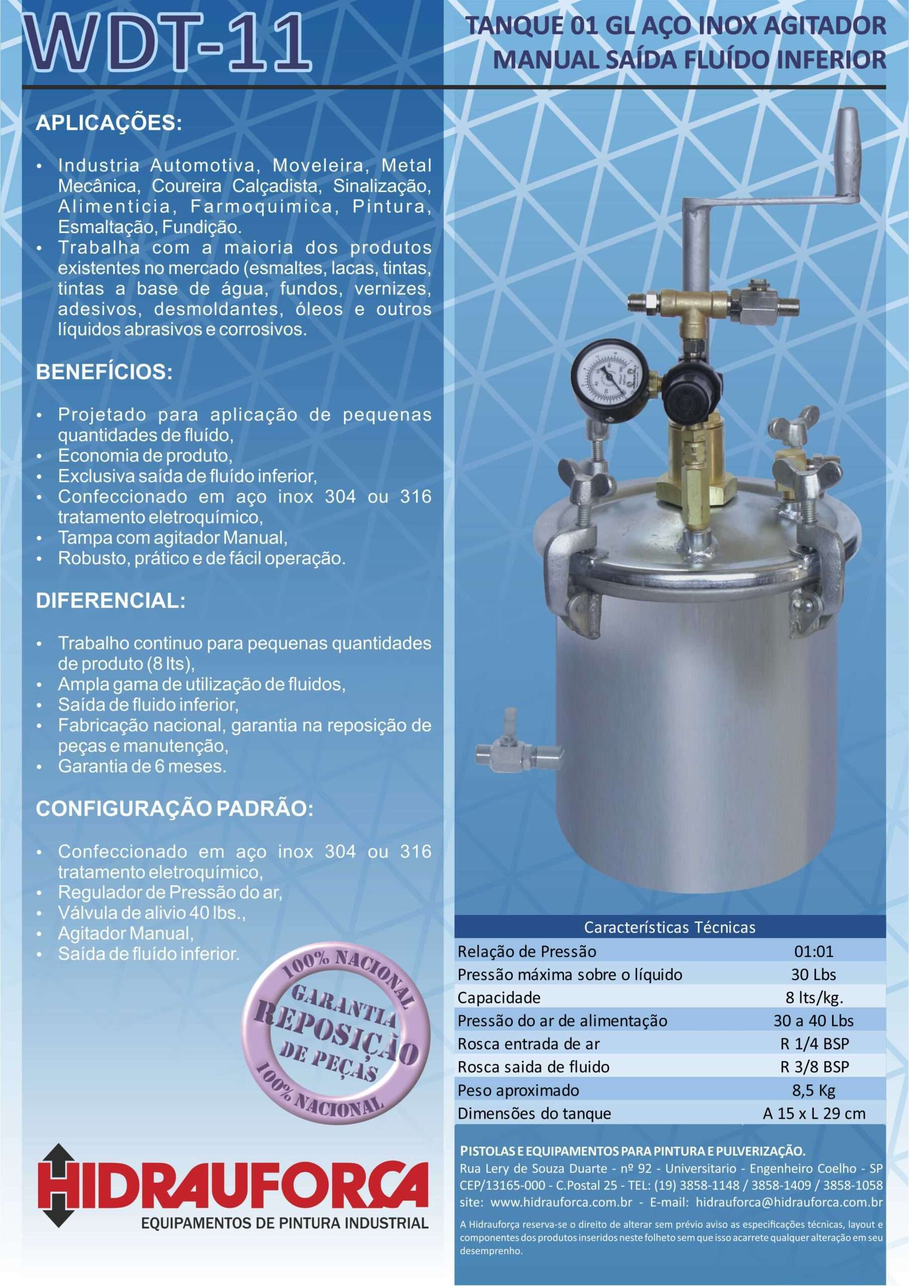 WDT-11 - TANQUE 01 GL (4LTS) EM AÇO INOX SAÍDA INFERIOR COM AGITADOR MANUAL - Image 3