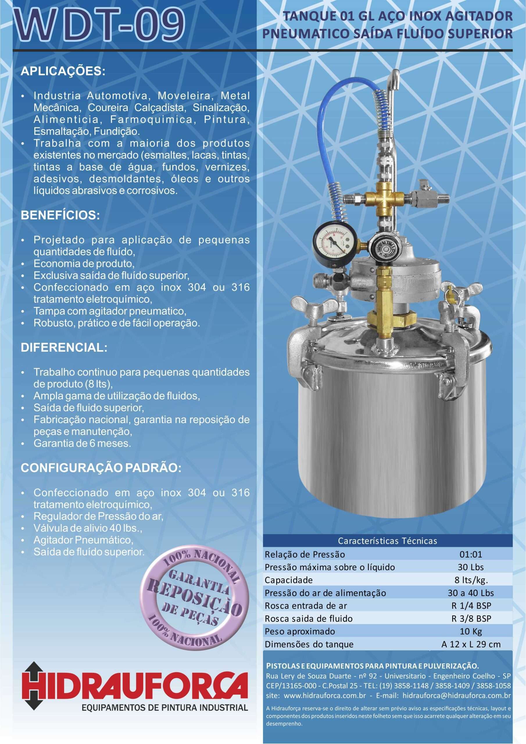 WDT-9 - TANQUE 1 GL (4LTS) EM AÇO INOX COM AGITADOR PNEUMÁTICO - Image 3
