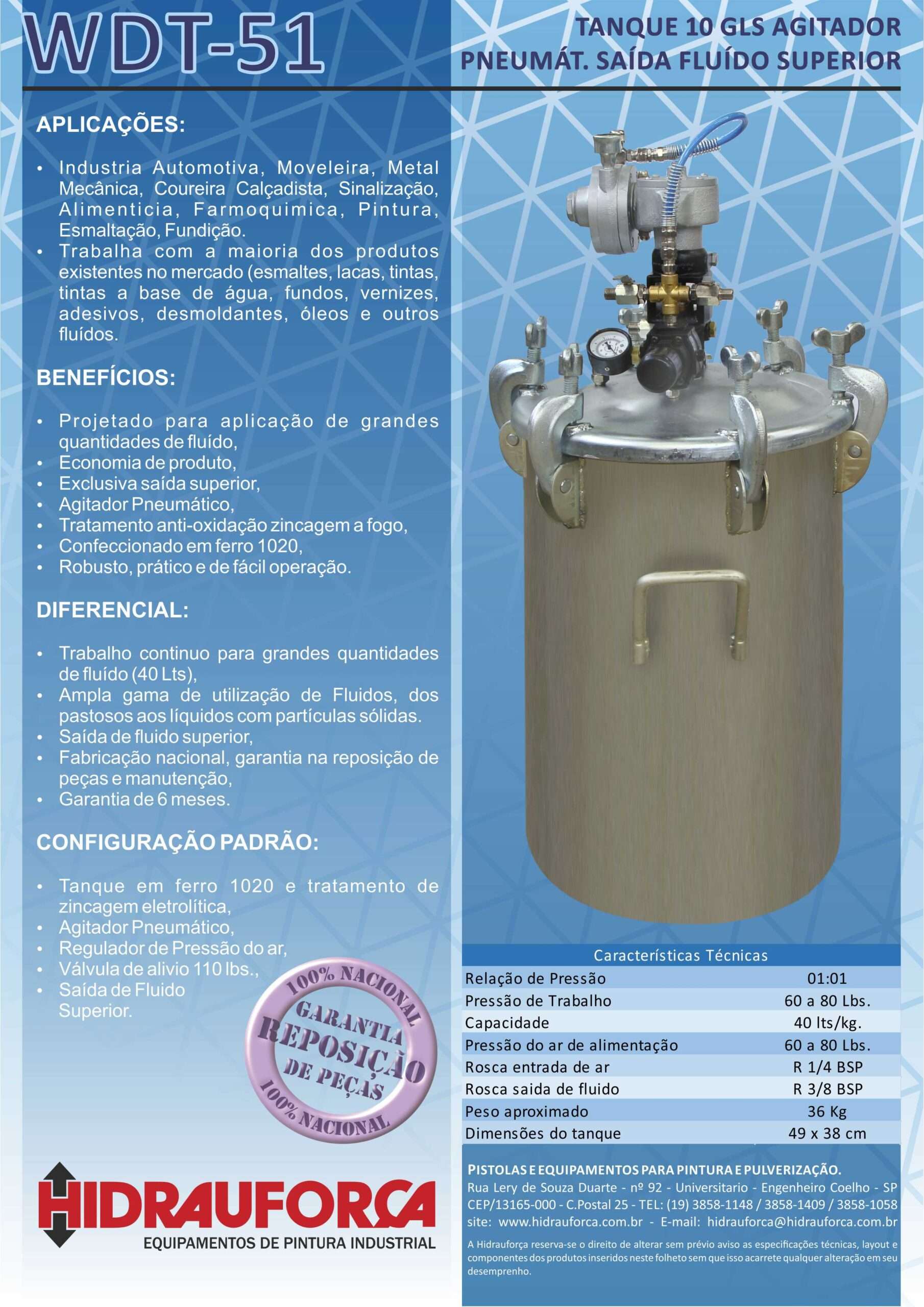 WDT-51 - TANQUE 10 GLS (40LTS) EM AÇO CARBONO COM AGITADOR PNEUMÁTICO - Image 3