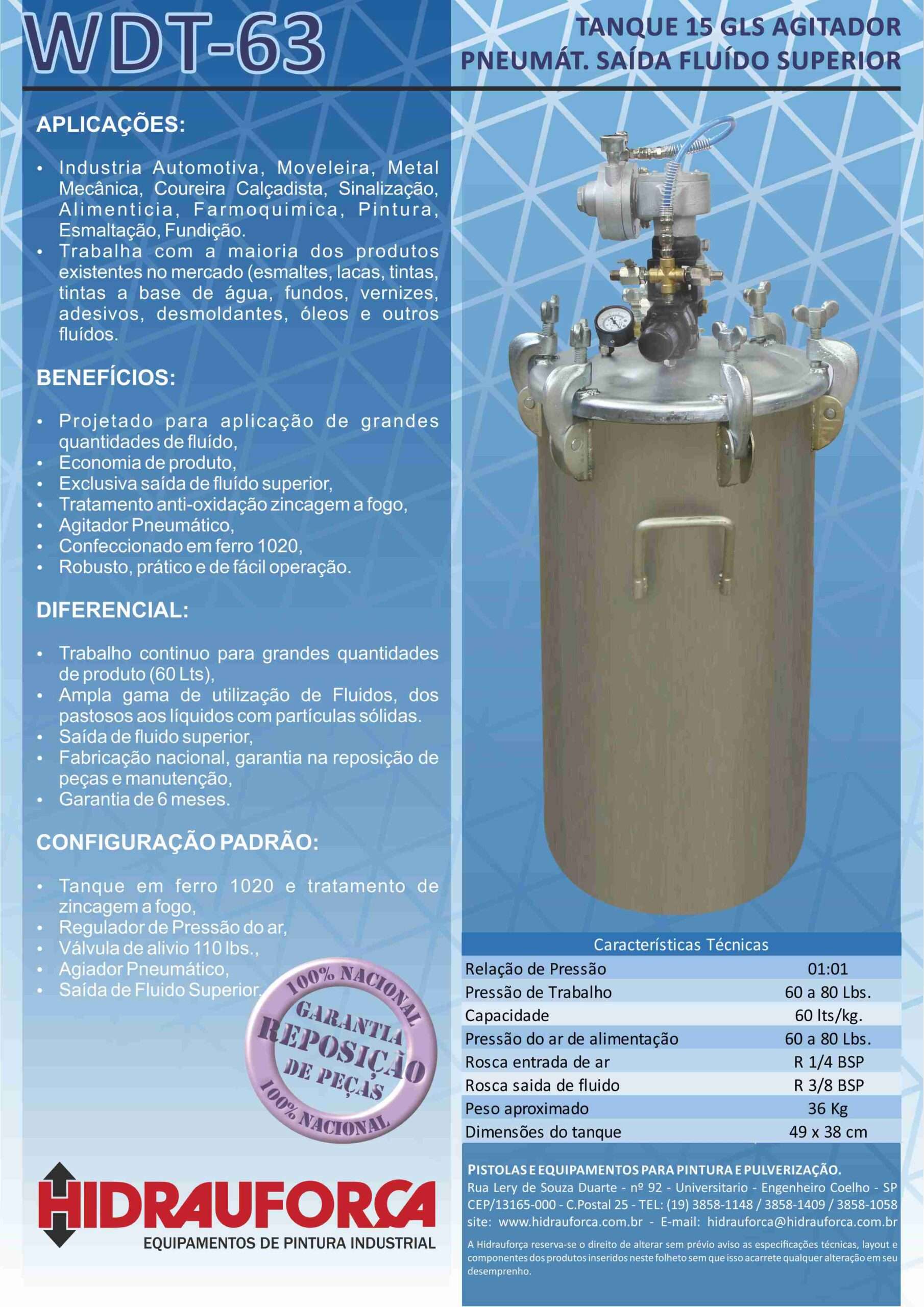 WDT-63 - TANQUE 15 GLS (60LTS) EM AÇO CARBONO COM AGITADOR PNEUMÁTICO - Image 3