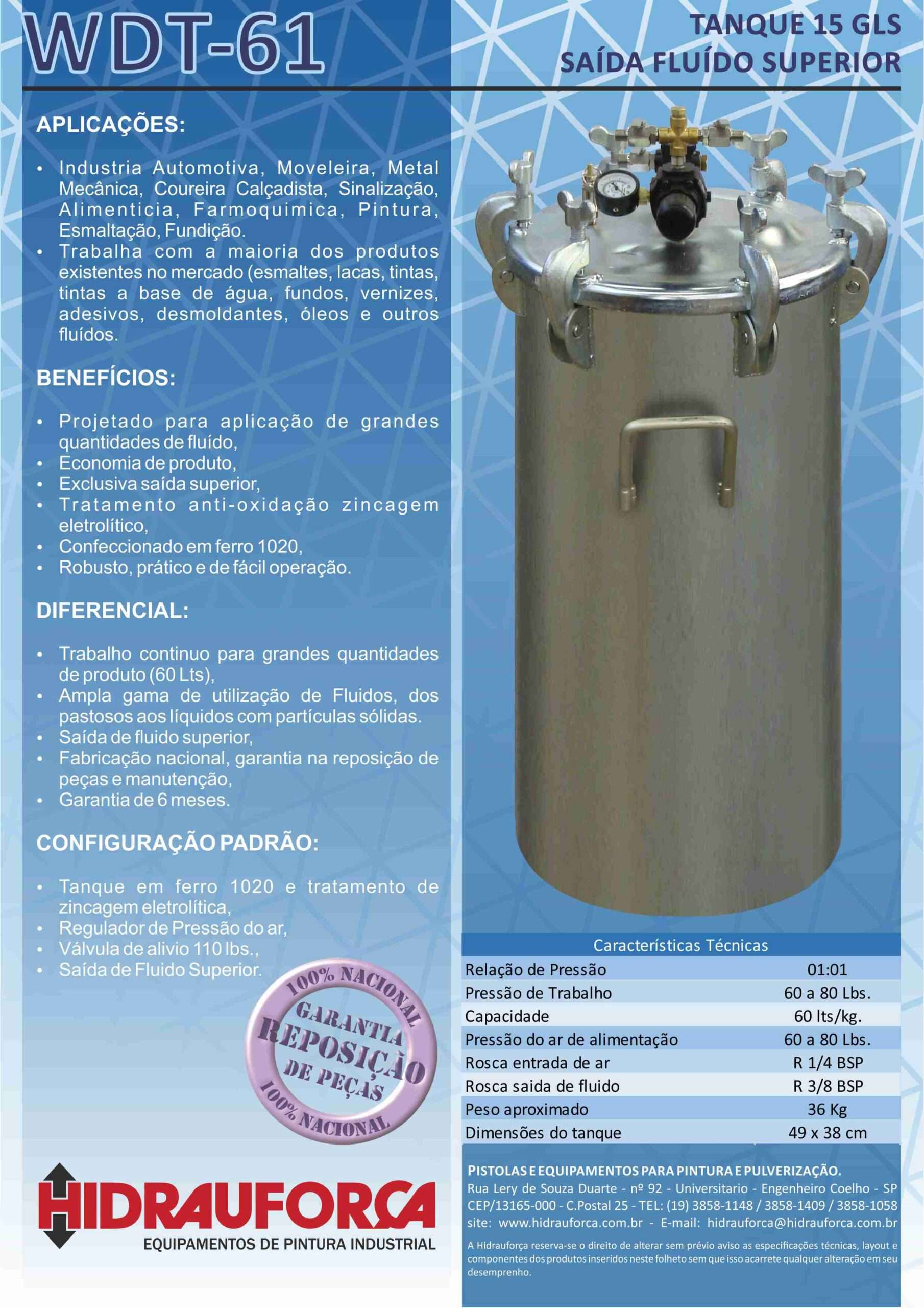 WDT-61 - TANQUE 15 GLS (60LTS) EM AÇO CARBONO SEM AGITADOR - Image 3
