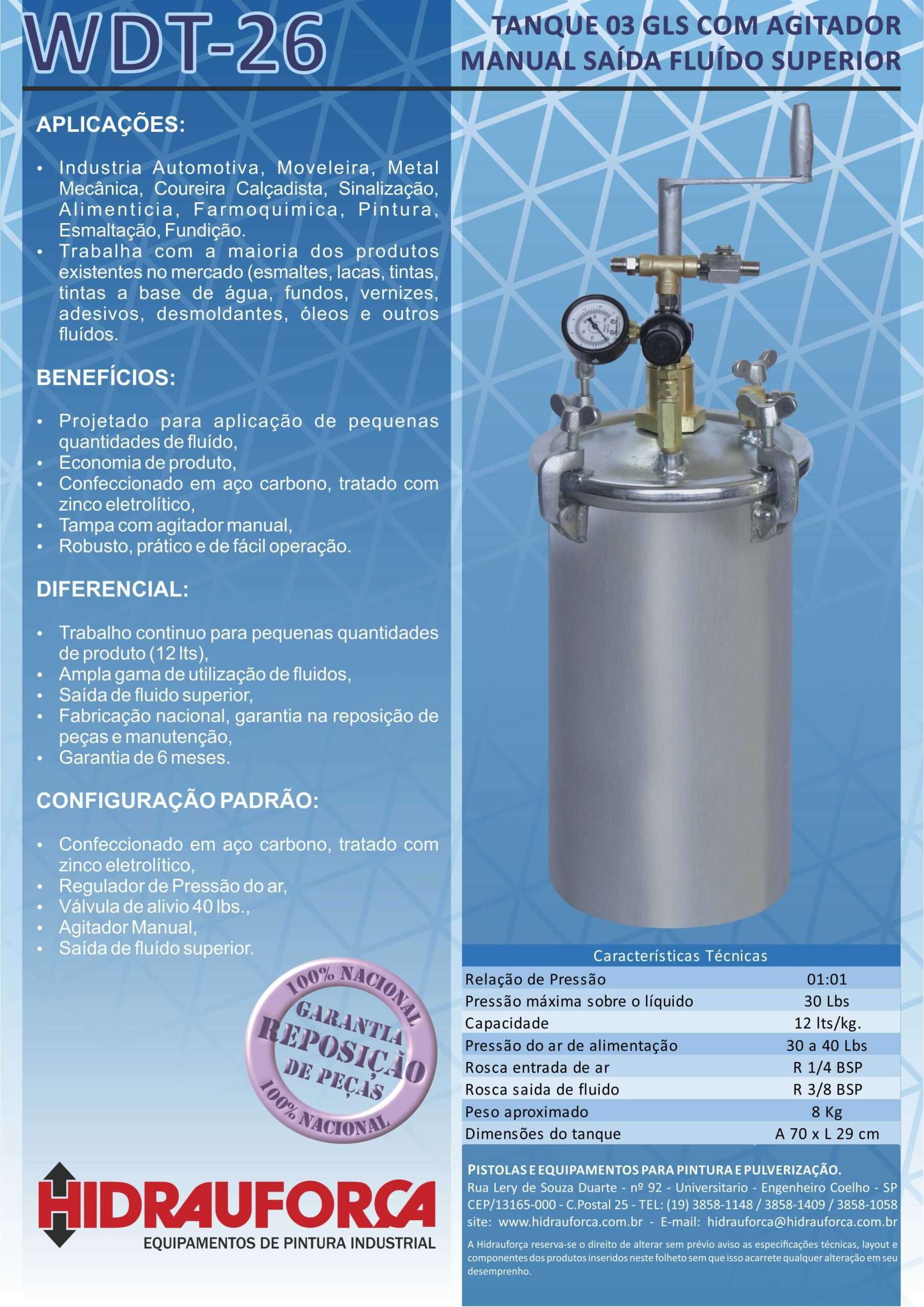 WDT-26 - TANQUE 03 GLS (12LTS) EM AÇO CARBONO COM AGITADOR MANUAL - Image 3