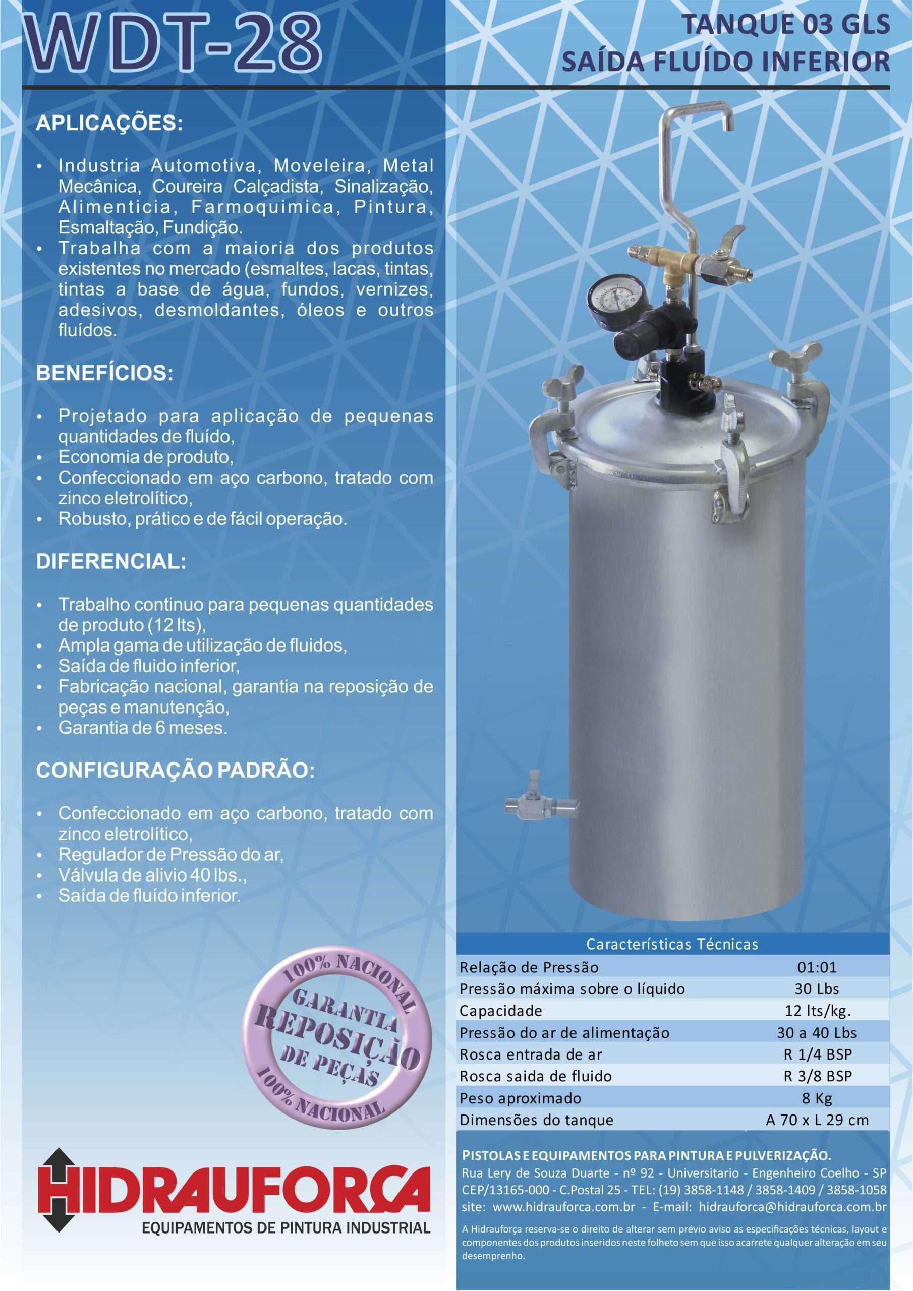 WDT-28 - TANQUE 03 GLS (12LTS) EM AÇO CARBONO SAÍDA INFERIOR SEM AGITADOR - Image 3