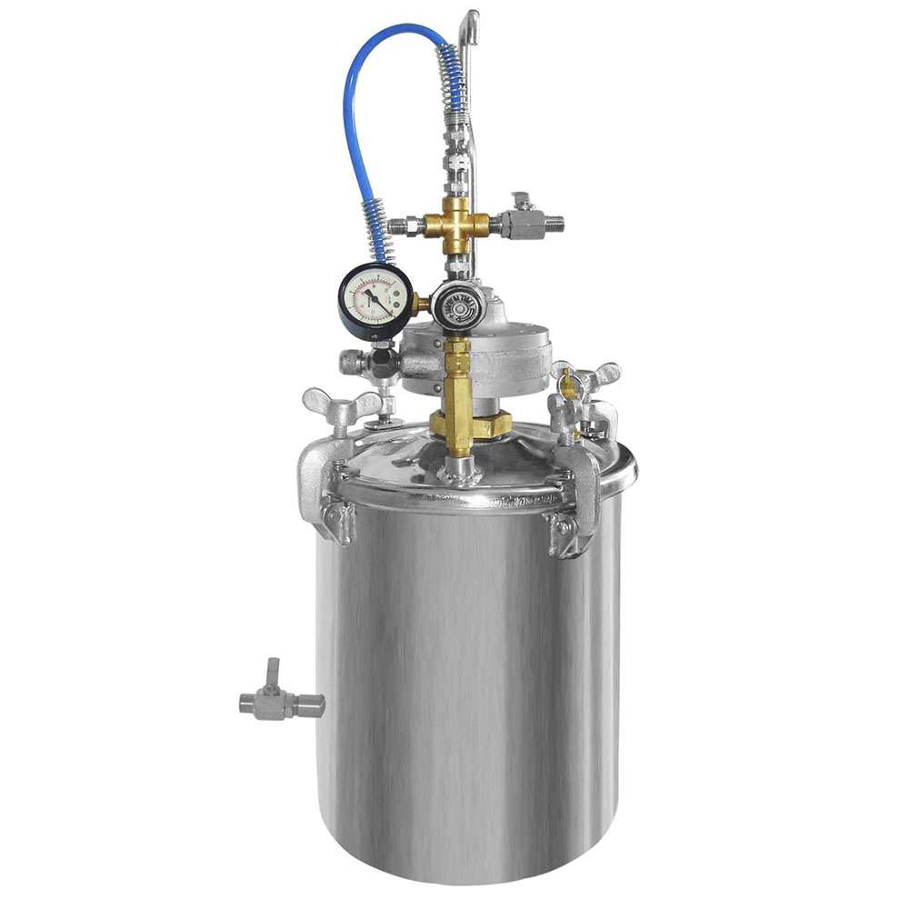 WDT-12 - TANQUE 01 GL (4LTS) EM AÇO INOX SAÍDA INFERIOR COM AGITADOR PNEUMÁTICO
