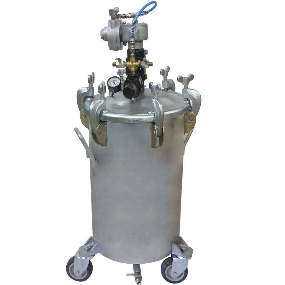 WDT-54 - TANQUE 10 GLS (40LTS) EM AÇO CARBONO SAÍDA INFERIOR COM AGITADOR PNEUMÁTICO