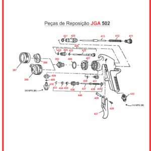 Reposição peças pistola pintura JGA 502