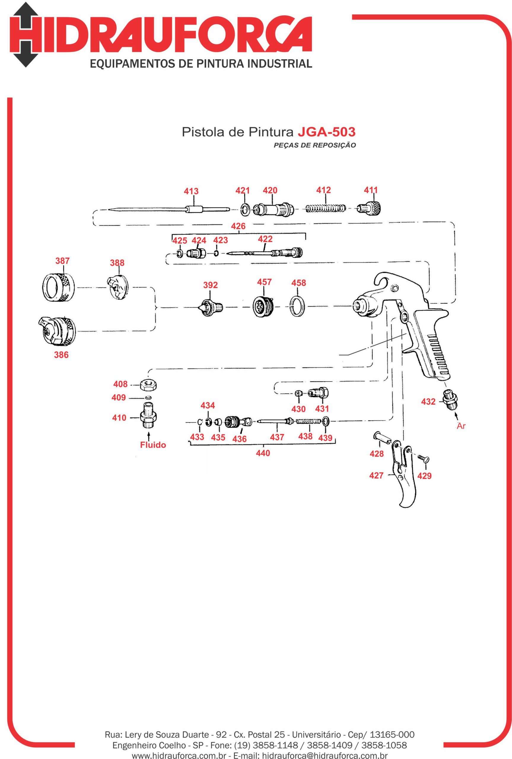 REPOSIÇÃO PEÇAS PISTOLA PINTURA JGA 503