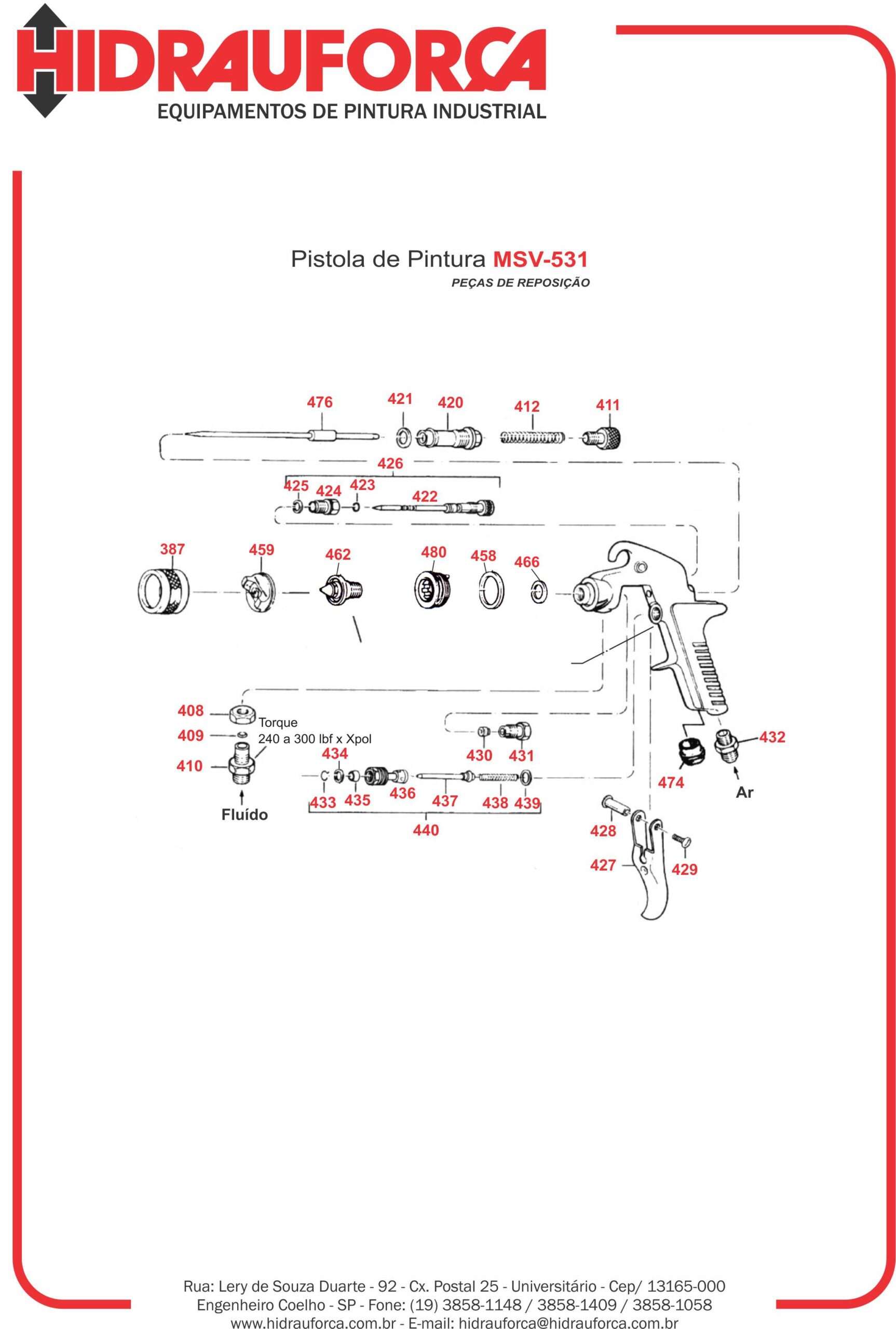 REPOSIÇÃO PEÇAS PISTOLA PINTURA MSV-531