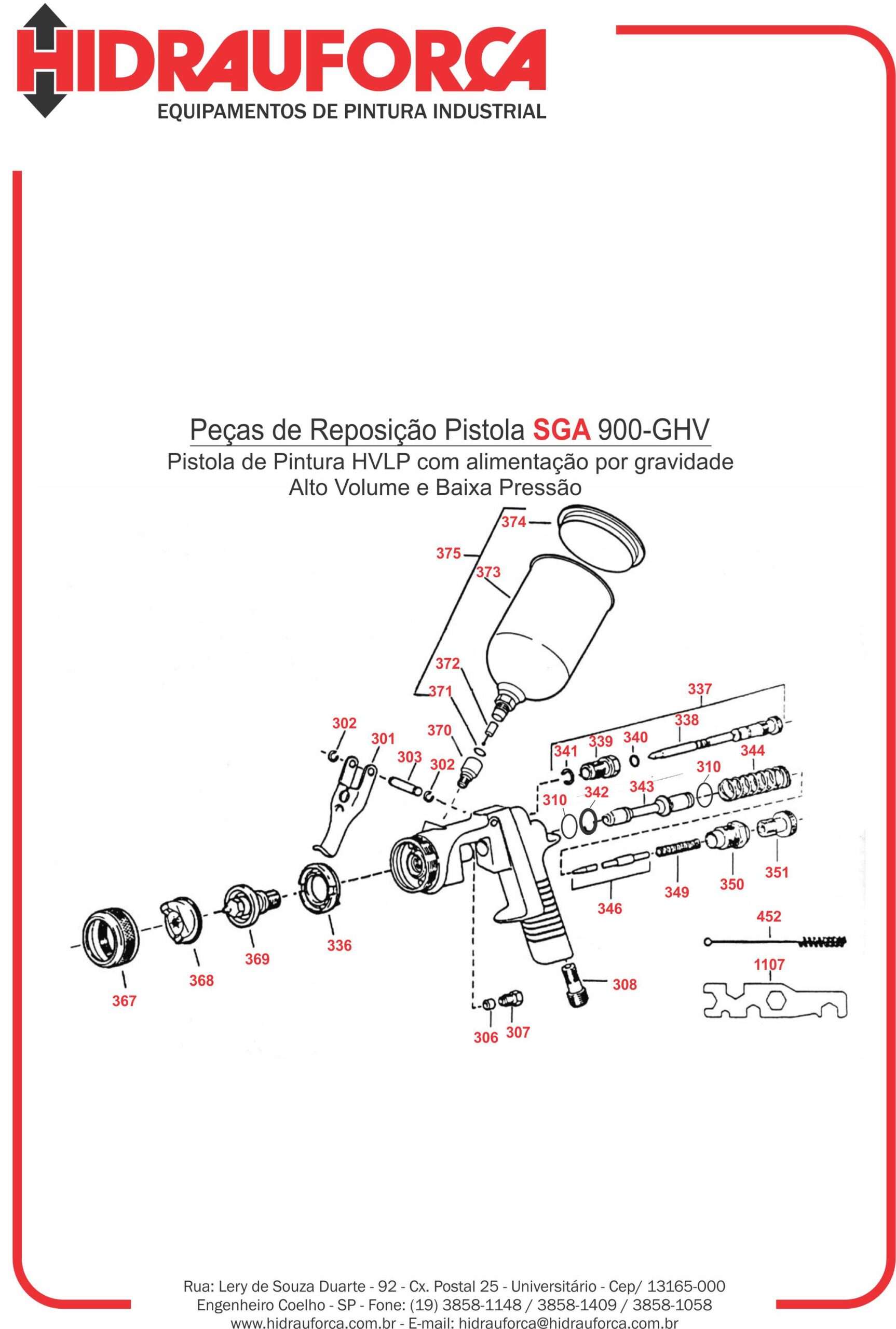 REPOSIÇÃO PEÇAS PISTOLA PIN SGA 900 GHV