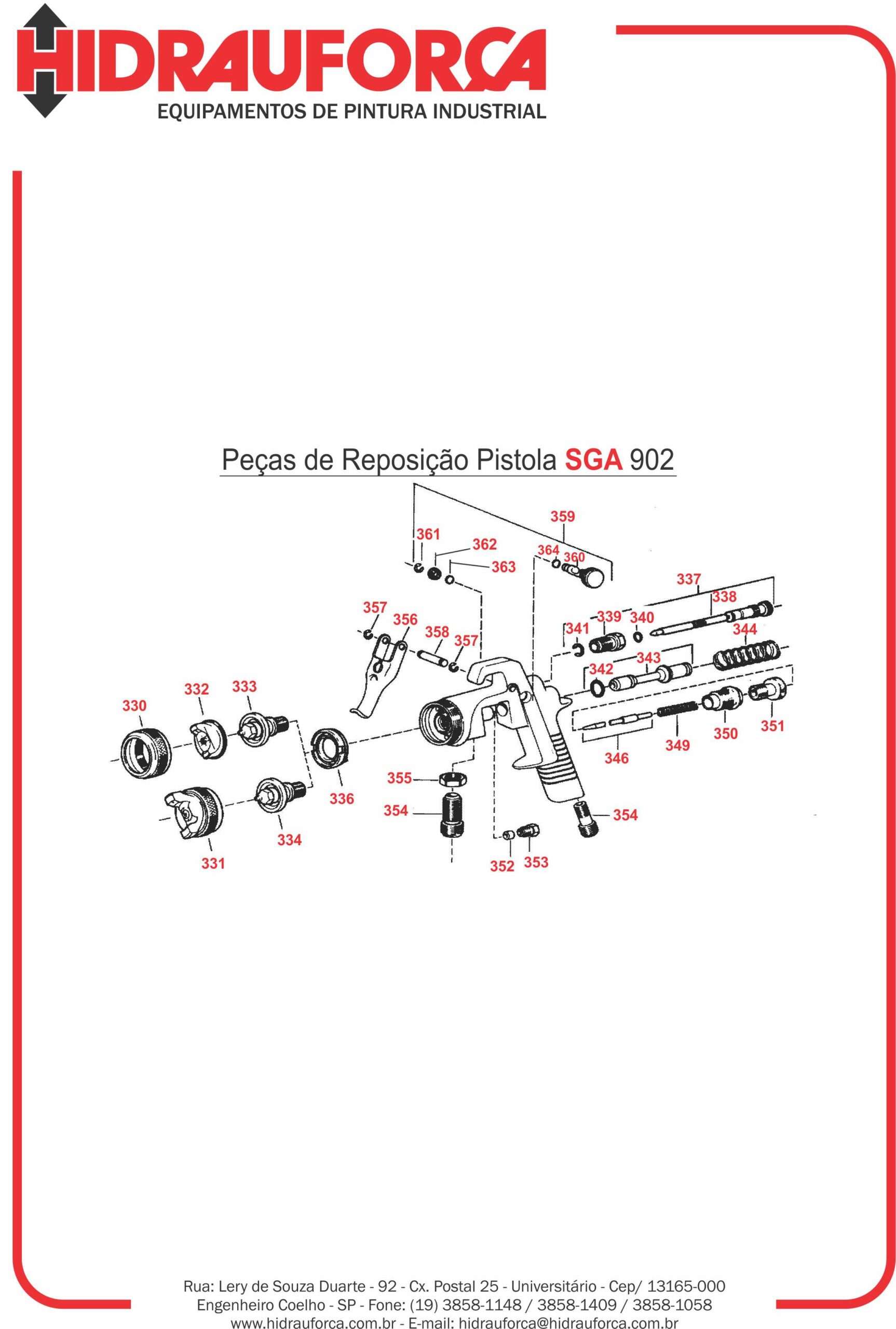 Reposição Peças Pistola Pintura SGA 902