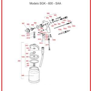 REPOSIÇÃO DE PEÇAS PISTOLA SGK-600-SAA