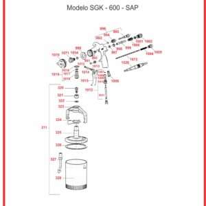 REPOSIÇÃO DE PEÇAS PISTOLA SGK-600-SAP